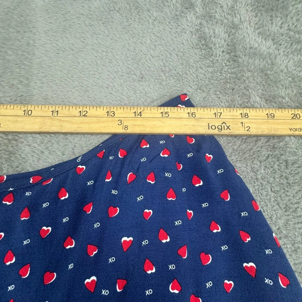 Talbots A-Line Skirt Women 14 Navy Heart XO Print Excellent Valentine Romantic